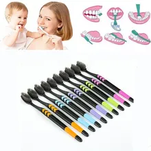 10 шт. ультра мягкая зубная щетка бамбуковый уголь нано щетка Зубная щетка стоматологическая Личная Уход за полостью рта зубная щетка черная/белая головка