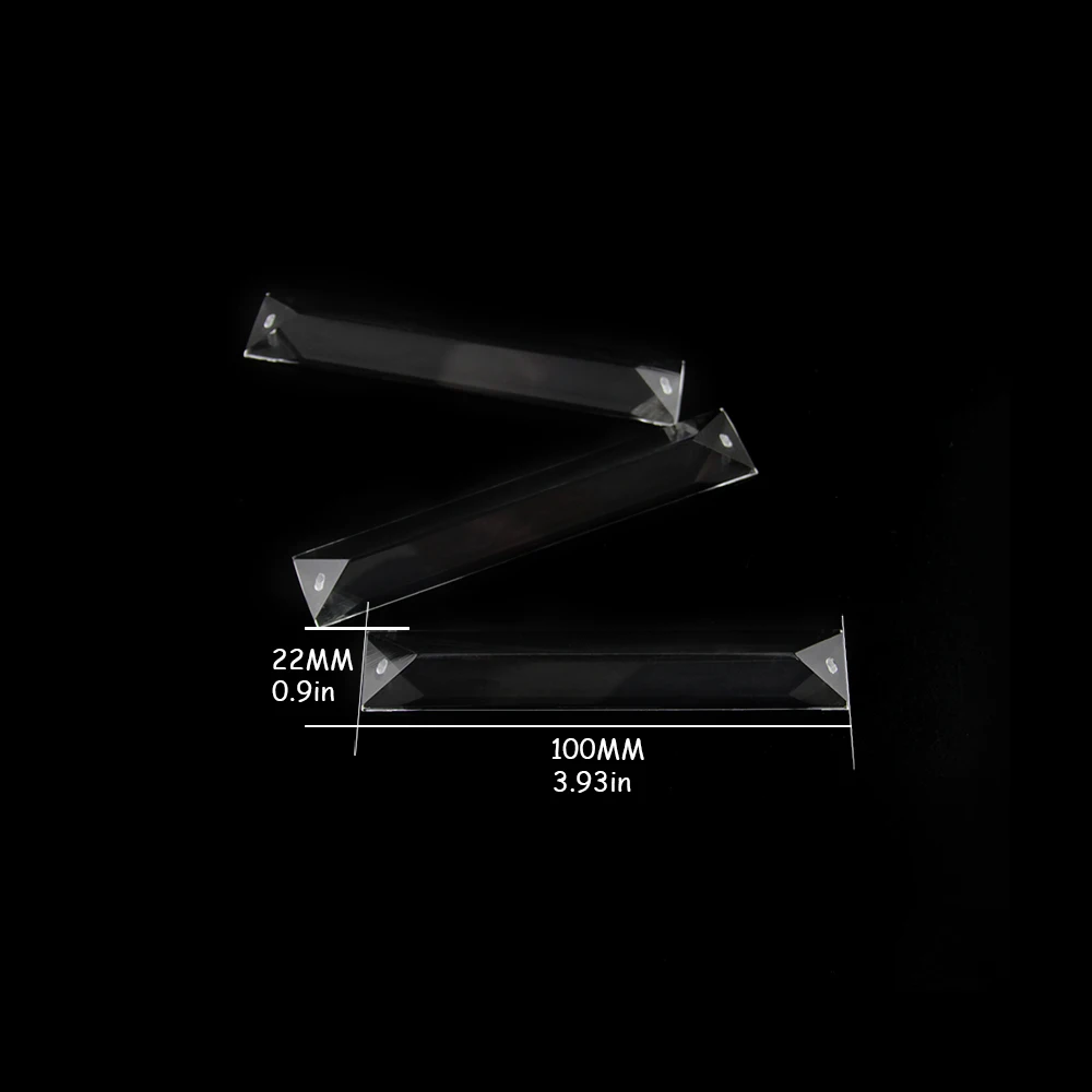 

High Quality Rectangle Prisms Crystal Pendants Chandelier Pendants 22*100mm 2 holes For Home Decor