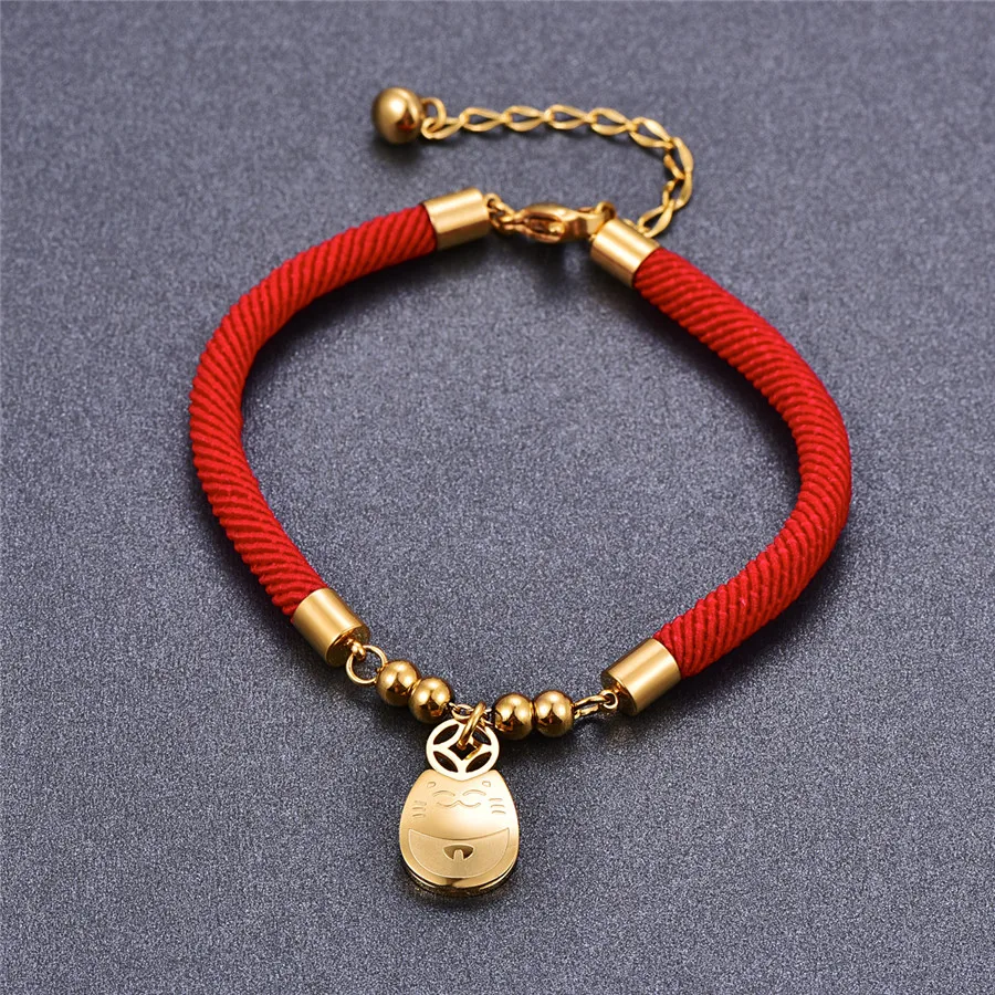 Martick красный Канатный браслет с подвесками с Прекрасная миловидная кошечка браслеты с подвесками женские Розовое золото Цвет ювелирные изделия B93