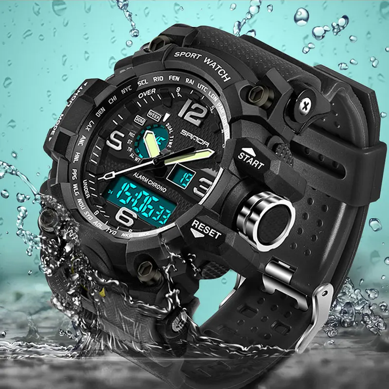  SANDA Sport Watch Men Top Brand Luxury Wristwatches Electronic LED Digital Wrist Watches For Men Mi