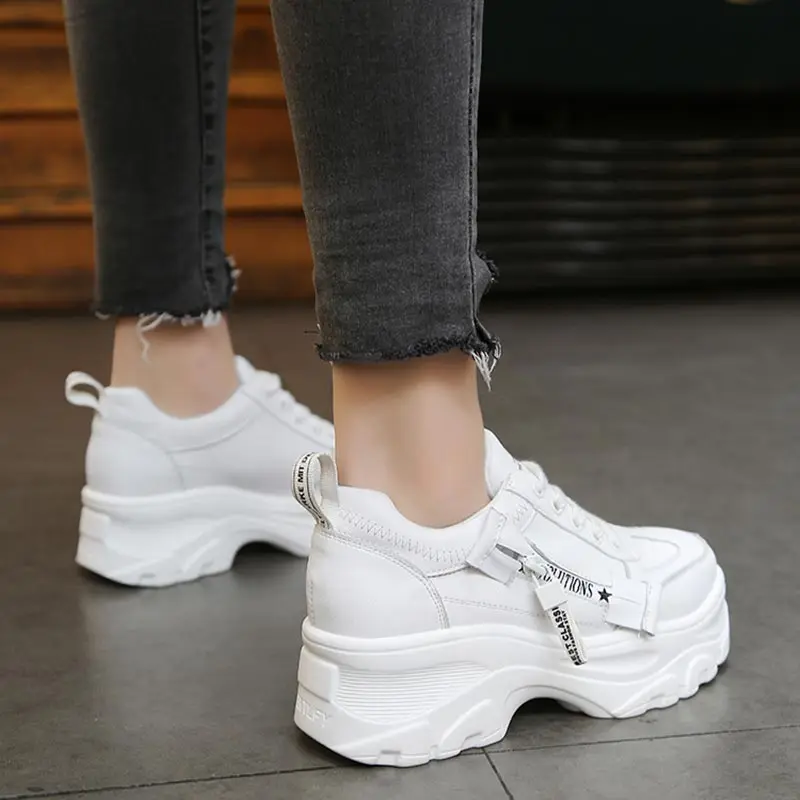 

Women Casual Shoes 2019 New Spring Fashion White Sneakers Shoes Women Flats Platform Lace-Up Breathable Women Sneakers