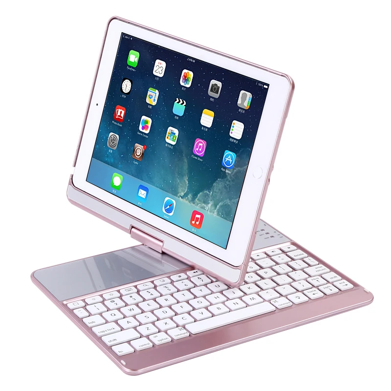 

360 Degree Rotating Folio Wireless Bluetooth Keyboard Carrying Stand Case Cover for Apple iPad Pro 9.7inch With 7 Color Backlit