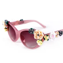 2017 New sunglasses women fashion flower frame cat eye sun glasses for women ladies oculos de sol feminine