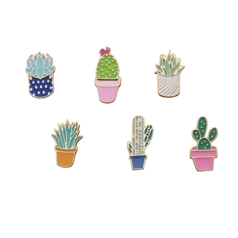 

1 PCS Kawaii Cactus Shaped Metal Icons on The Pin Badges for Clothing Icon Backpack Brooch Female Cartoon Badge