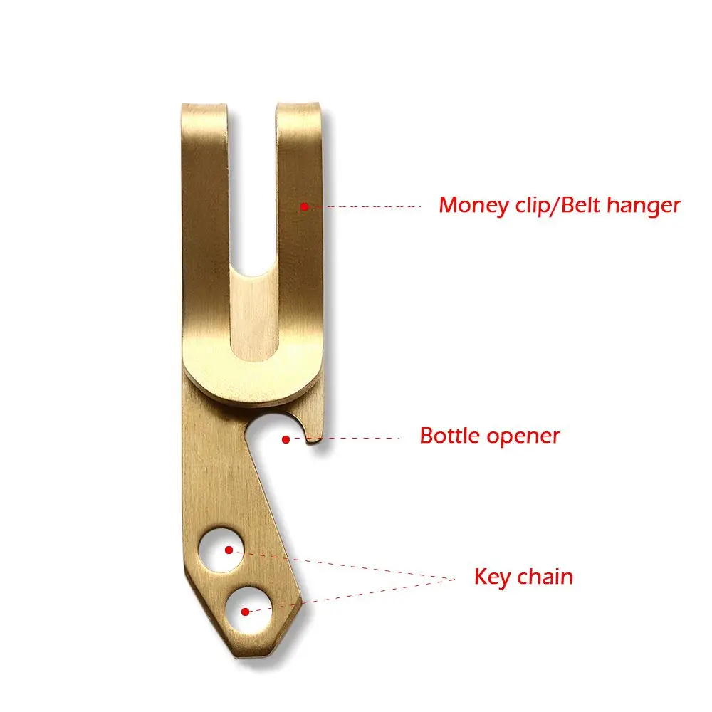 Портативный Мужской зажим для денег, Карманный держатель, кошелек, медная бутыль, брелок для ключей, держатель для денег, 3 в 1, инструмент, латунный зажим для ремня