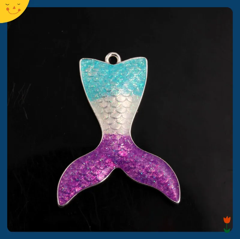 

OYKZA Fashion Jewelry 42*32mm 5pcs Zice Alloy Rainbow Mermaid Enamel Pendants for Beads Necklace Making