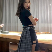 Женские юбки в стиле Харадзюку, летние шорты с высокой талией+ клетчатая мини-юбка, женские плиссированные юбки, женские штаны