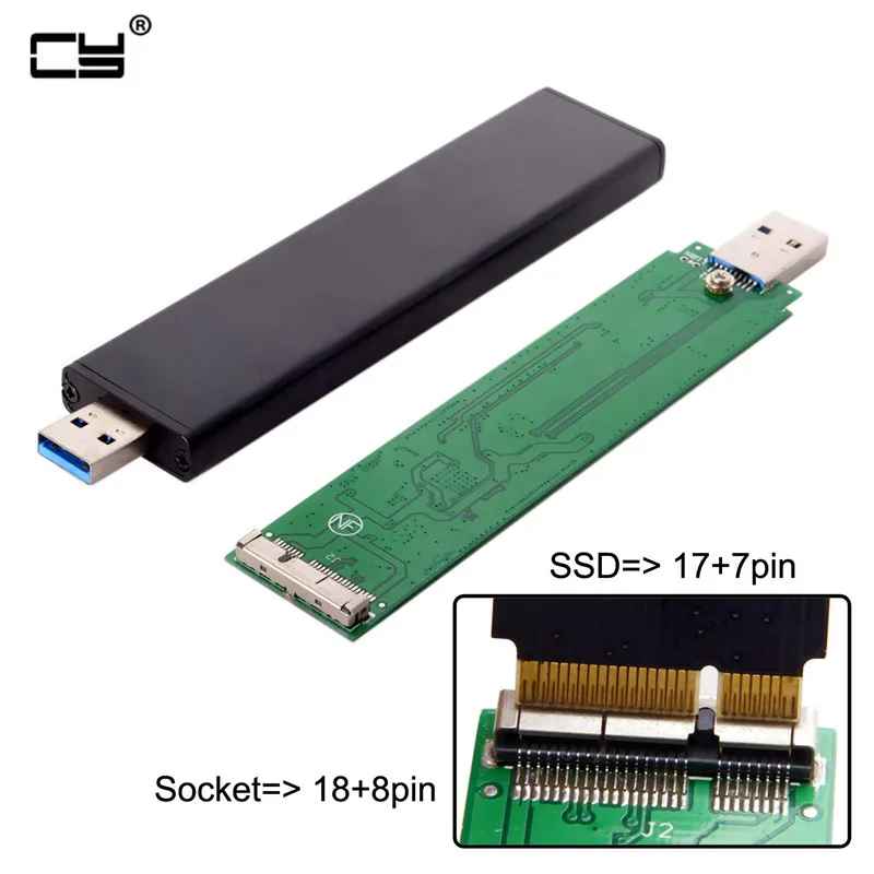 USB 3,0 Мужской до 17 + 7pin SSD HDD жесткий диск картридж для MacBook Air A1465 a1466 2012