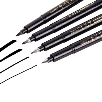 

Refill Brush Marker Pens for Lettering - 4 Size Black Calligraphy Ink Pen for Beginners Writing, Signature, Illustration, Design