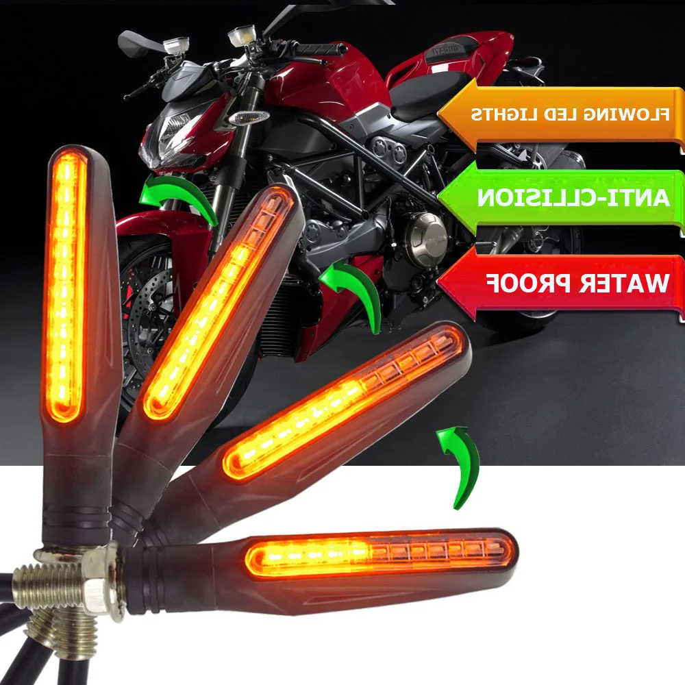

Universal clignotant moto led Flowing Black turn signals motorcycles FOR yamaha mt 03 xvs 1100 kawasaki zzr 600 burgman 650