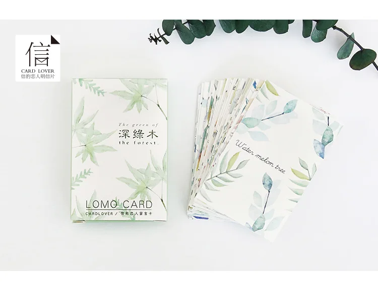 28 листов/набор зеленые листья растений мини-открытка/поздравительная открытка/открытка для сообщений/Детская Подарочная открытка Kawaii