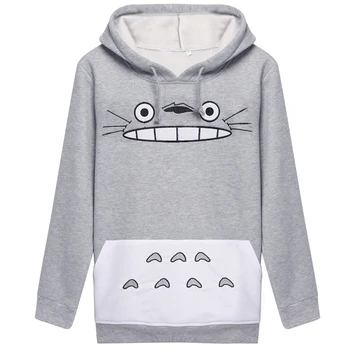 

Embroidery Totoro Cartoon Hoodie Anime Hooded Drawstring Sweatshirt Pocket Full Sleeve Jersey Pullover Hoodies Autumn Coat Tops