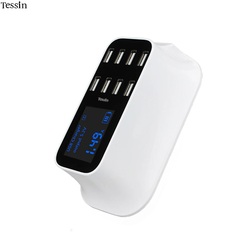 TESSIN 8 Ports USB Charger 8A LED Show Real Time Smart Charging For iPhone iPad Samsung Huawei Nexus Xiaomi DV AC Power Adapter TESSIN 8 Ports USB Charger 8A LED Show Real Time Smart Charging For iPhone iPad Samsung Huawei Nexus Xiaomi DV AC Power Adapter