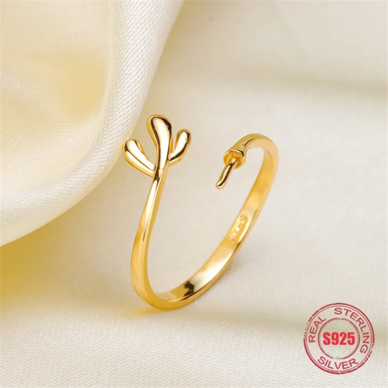 

Genuine S925 sterling silver accessories adjustable ring settings jewelry findings suitable for inlaying various kinds of beads