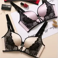 2019 Для женщин Sexy кружева белье Беспроводной Push-Up Bra укороченный топ горячей плюс Размеры бюстгальтер без косточек бюстгальтер Femme широкий