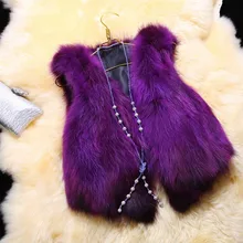 Autumn and winter women’s V-neck 100% genuine fox fur short fur vest waistcoat lady’s fashion front length back short vest