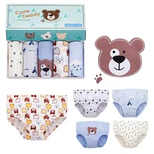 5 шт./лот; коллекция года; детское нижнее белье для мальчиков; трусы из органического хлопка для маленьких мальчиков; трусы с рисунком медведя; Детские подростковые трусы