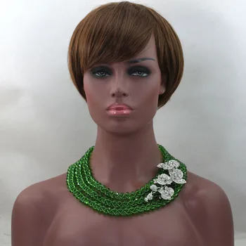

Trendy Women Gift Jewelry Lemon Green Crystal Nigerian Wedding African Beads Jewelry Sets Indian Necklace Free Shipping ABL500