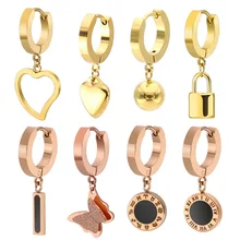Alisouy, 2 шт., маленький золотого цвета, серьги-кольца для женщин, минималистичный пирсинг для ушей, серьги Huggie, серьги с подвеской в виде сердца
