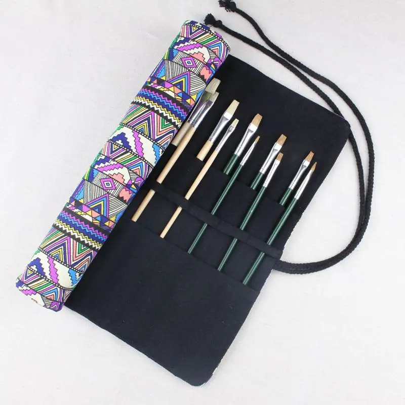

Canvas Fabric Paint Brush Pencil Bag 20 Holes Watercolor Painting Brush Bag