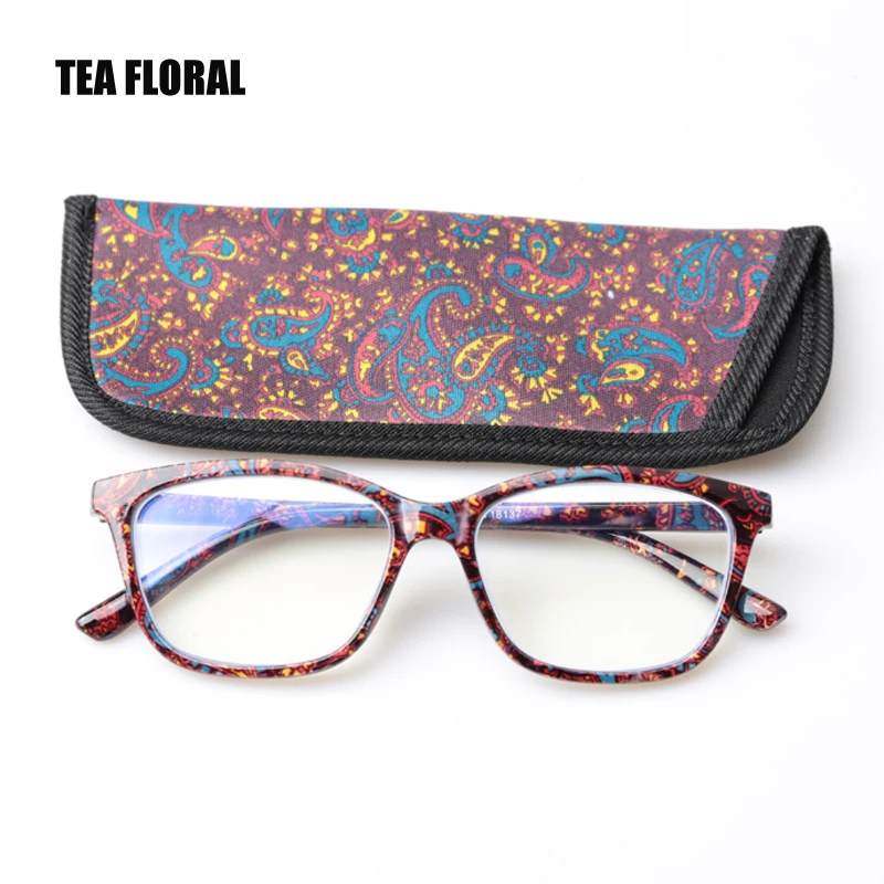 blue light lenses SOOLALA Printed Anti Blue Light Blocking Filter Glasses Women Eye Protection Computer Glasses Optical Frame Prescription blue light filter glasses Blue Light Blocking Glasses