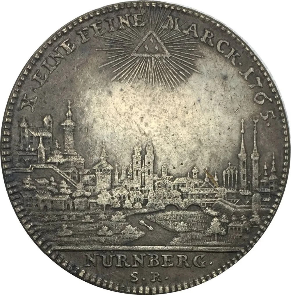 

German States Free imperial city of Nurnberg 1 Thaler 1765 SR Cupronickel Plated Silver Copy Coins