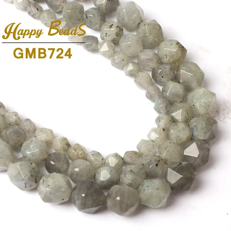 

AA+ Faceted Grey Labradorite Beads Natural Stone Loose Flash Beads For Making Jewelry 15"Strand 6/8/10 MM DIY Bracelet Wholesale
