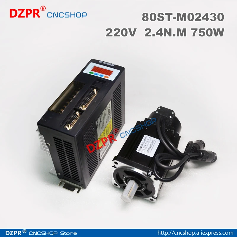 

NEW 750W ac servo motor 0.75KW AC SERVO MOTOR & DRIVER 3000RPM 2.39N.M 80ST 80ST-M02430( 0.75KW ) Matched Servo Driver