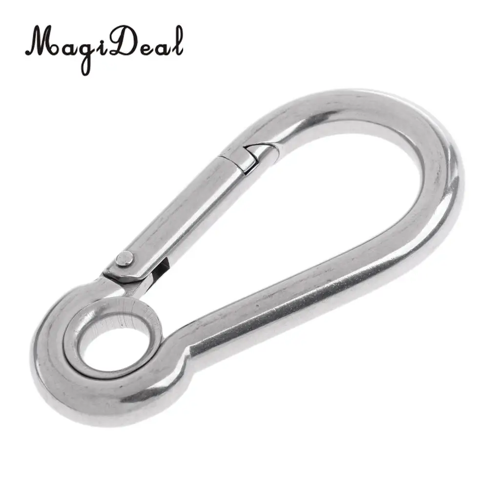 Durable Stainless Steel Climbing Spring Carabiner Clip Hook with Eye for Climbing/ Hiking/ Camping/ Outdoor