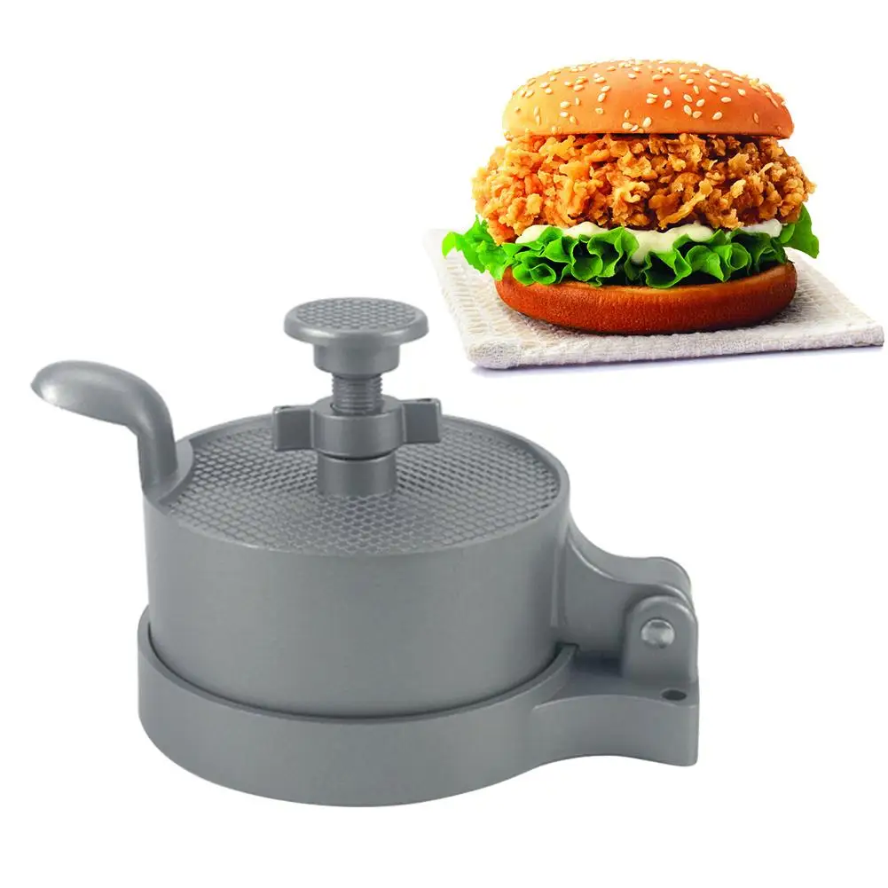 Регулируемая круглая форма гамбургер пресс алюминиевый сплав гамбургер мясо говядина гриль бургер ПРЕСС Патти производитель форма для кухни инструмент - Цвет: Gray