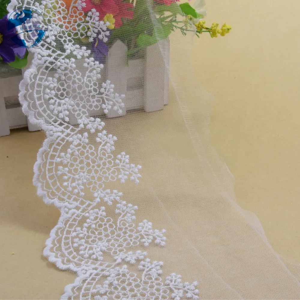 Lace Sewing Accessories 11cm Width Cotton Embroidery Lace Ribbon Guipure African fabric Trim Warp Knitting DIY Garment