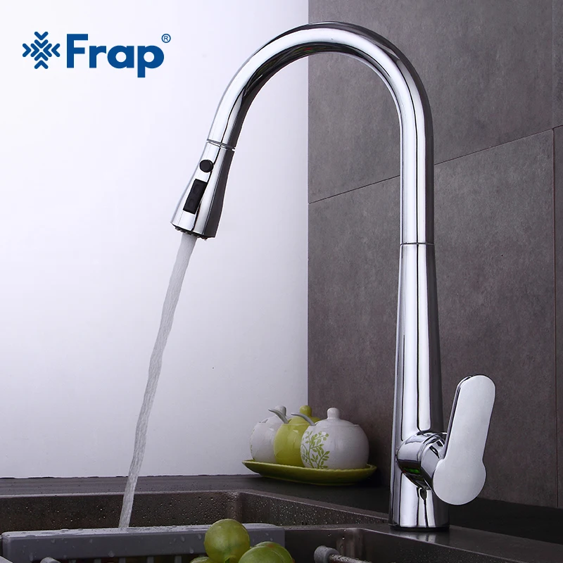  Frap New Kitchen Faucets Single Handle Pull Out Kitchen Tap Single Hole Handle Swivel Sink Mixer Ta - 32902899556