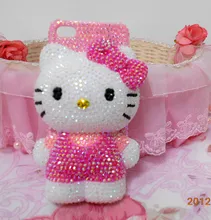 Pink Color 3D Cute Bling Bling Good Quality Hello Kitty Flatback Mobile Case for iphone 6 plus case for samusng case
