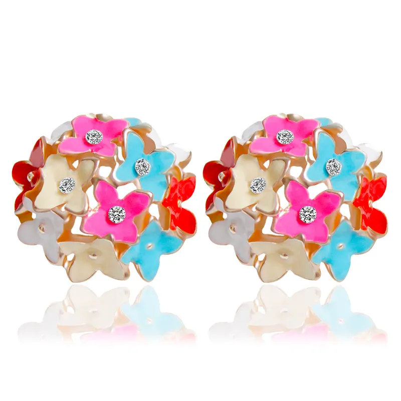 

F&U 4 Colour Flower Four Leaf Stud Earrings Clove Designer New 2015 Spring pendientes Brincos for Womens! E100