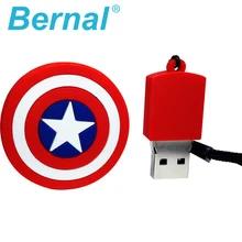 Капитан Америка щит силиконовые usb накопитель 8 ГБ 16 ГБ 64 ГБ 32 ГБ 4 ГБ ручка накопители творческие подарки USB рукоять высокой скорости usb ключ