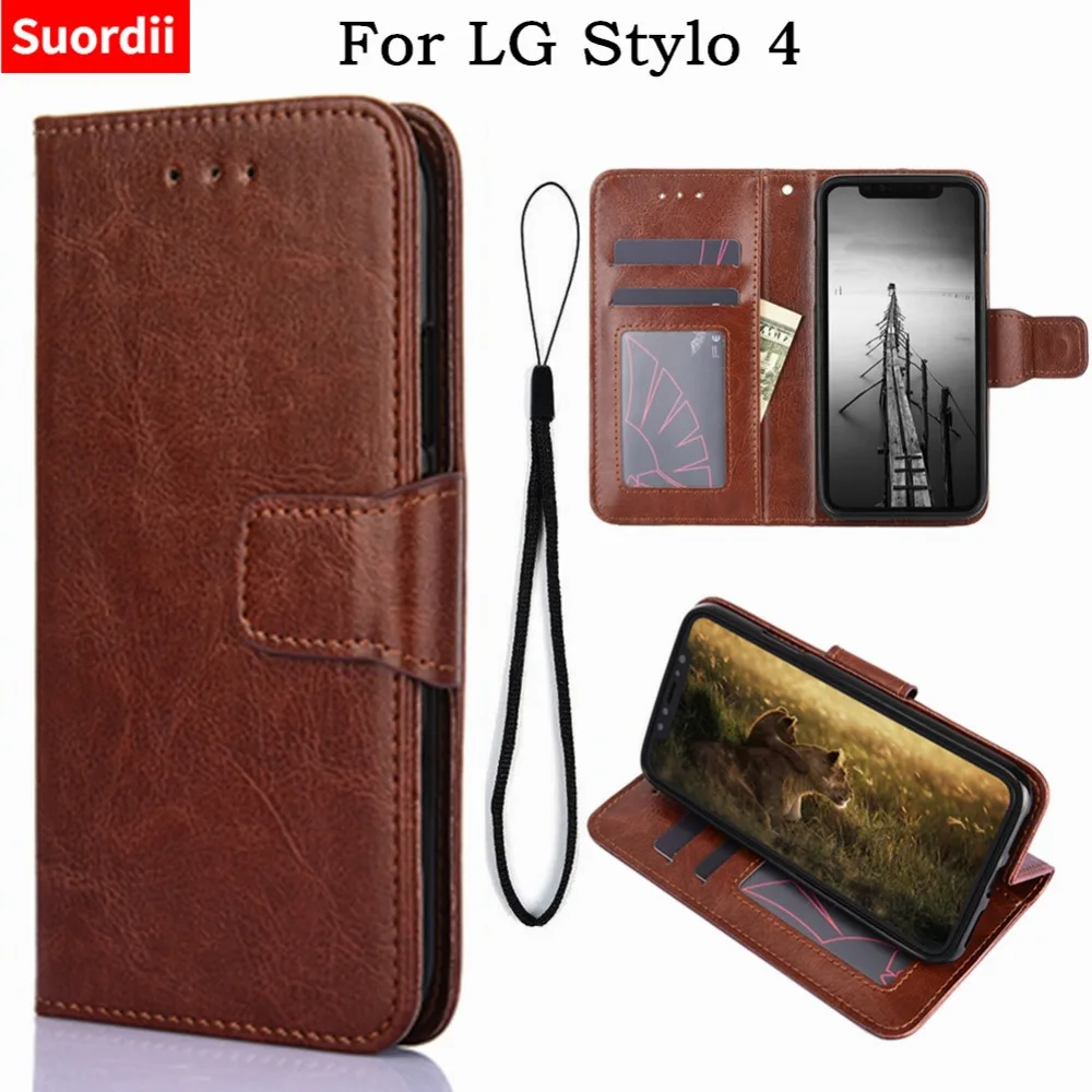 Для LG Stylo 4 Чехол 6 2 Флип Crazy Horse кошелек PU кожаный чехол для телефона Stylo4 LM-Q710MS с