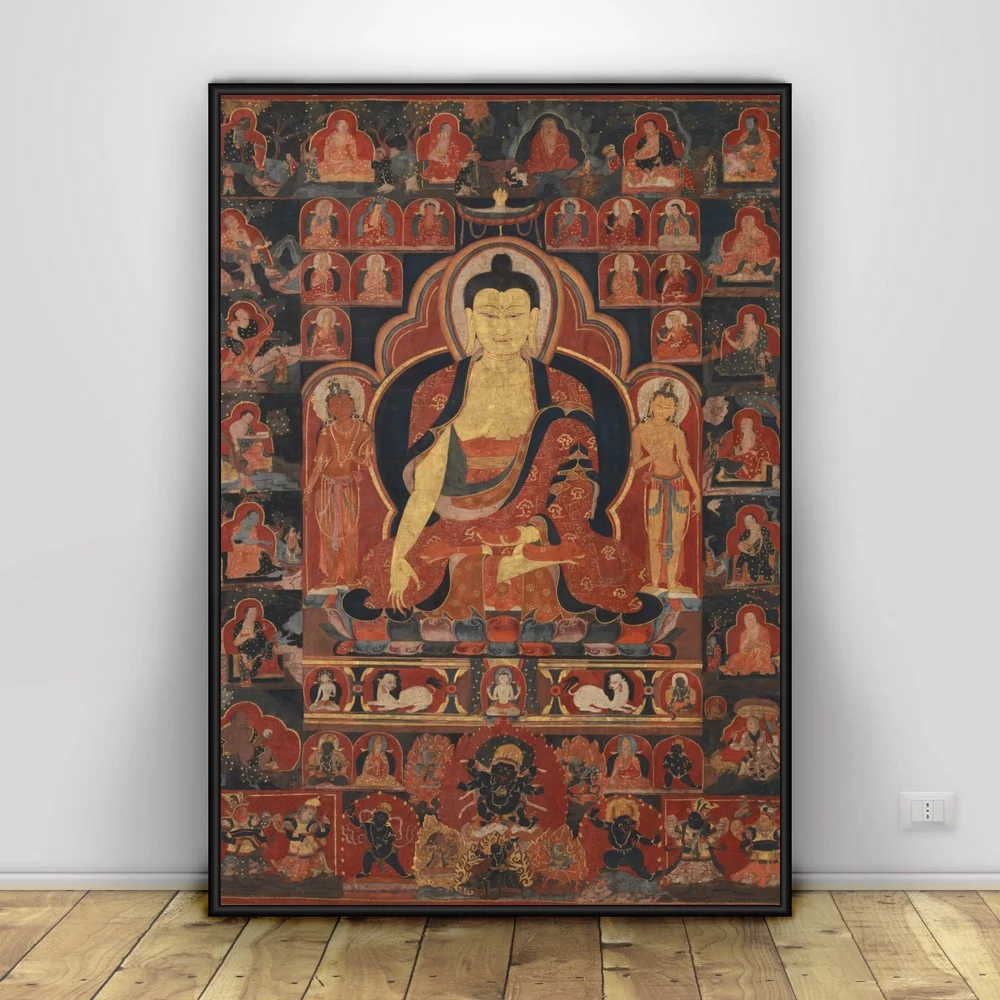 Сакьямуни и Arhat Thangka тибетская Классическая художественная копия буддистская статуя Будды - Цвет: 1