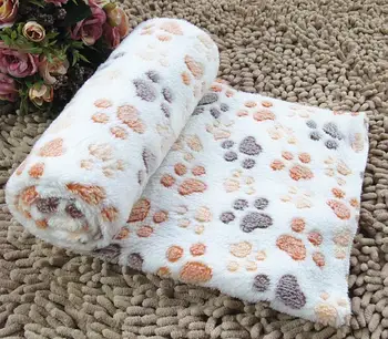 New Cute Cat Bed Mats Soft Flannel Fleece Paw Foot Print Warm Pet Blanket Sleeping