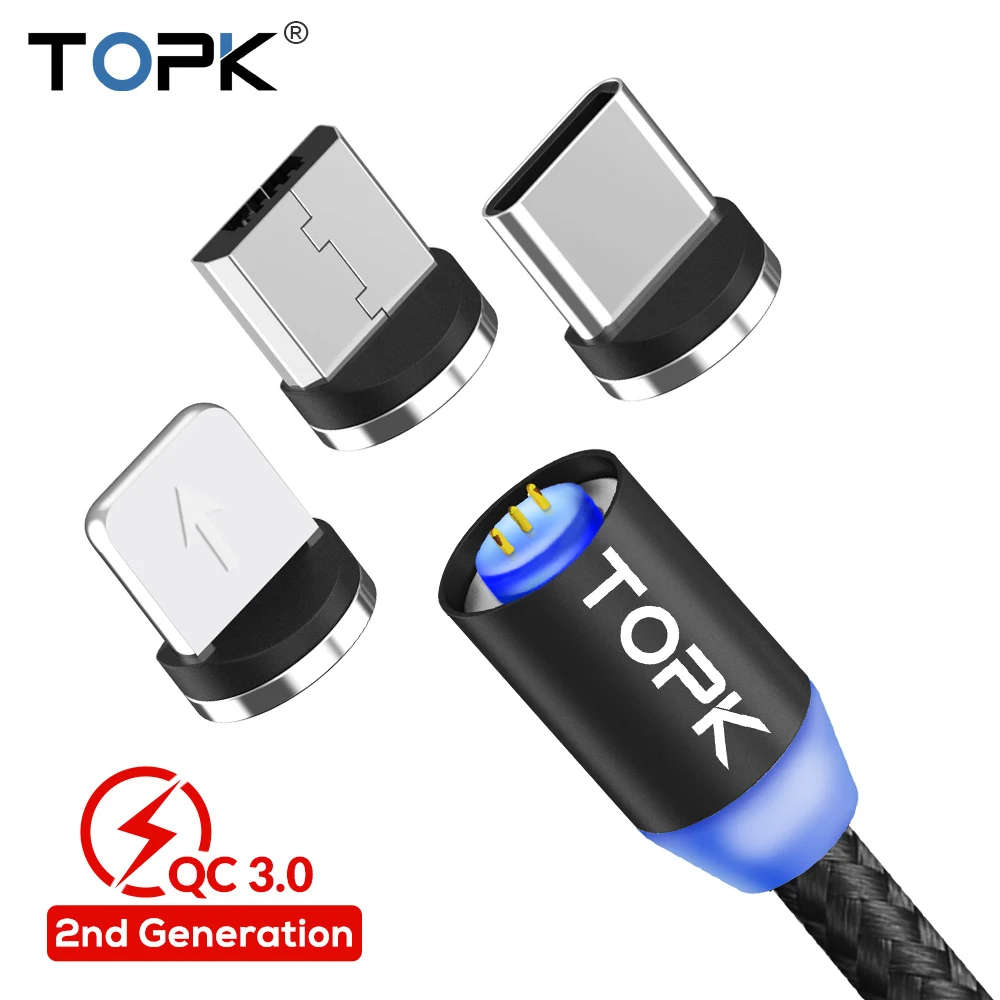 

TOPK 1M Magnetic USB Cable Type C & Micro USB Cable Fast Charging USB-C Data Cable for Samsung OnePlus 6t OPPO Reno Xiaomi mi A2