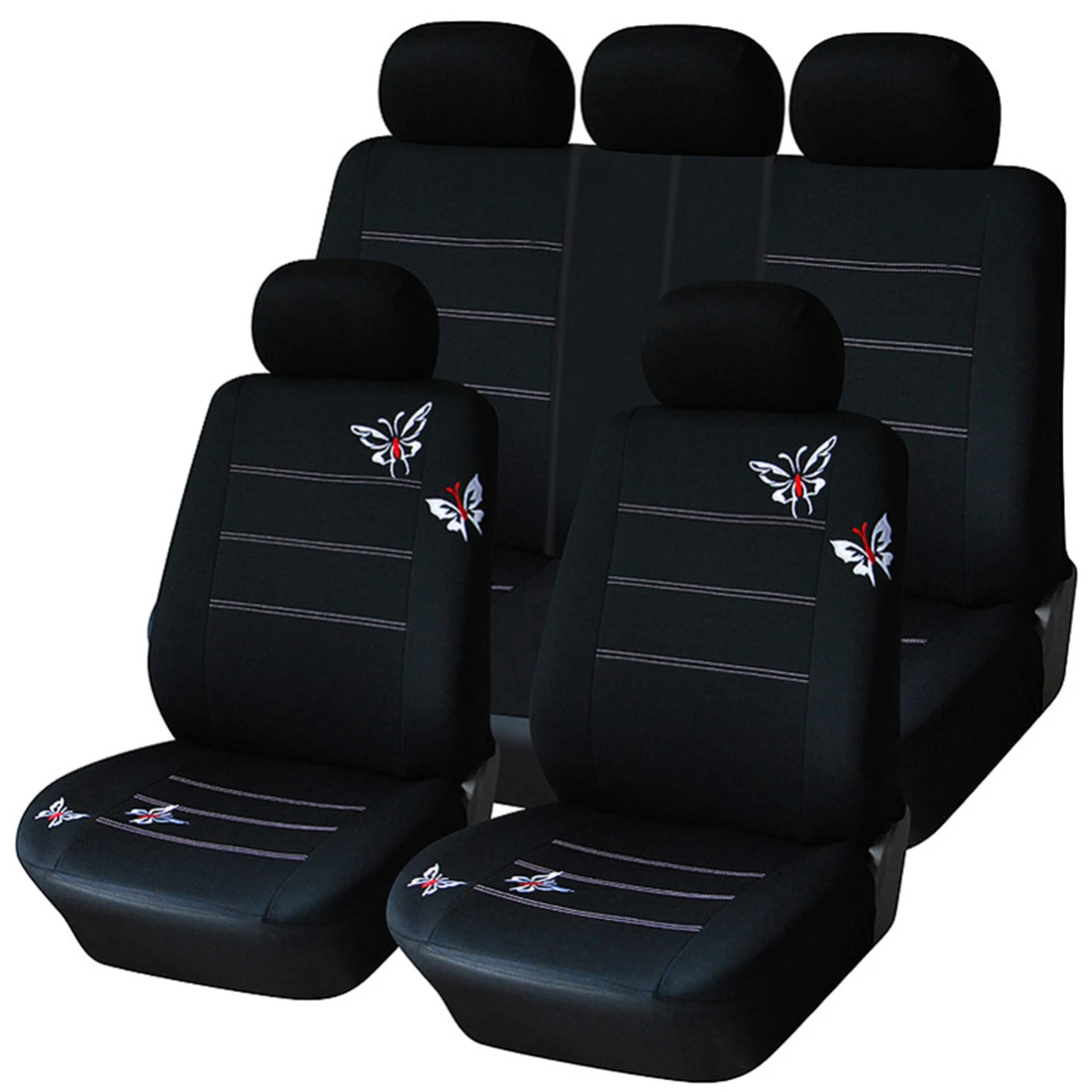 

Universal Butterfly Car Seats Cover Car-styling Polyester Fabric Embroidery Headrest Full Set Car Interior Accessories covers