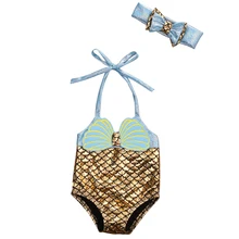 Детская одежда для девочек Русалка Танкини бикини для девочек купальный костюм Одна деталь ванный комплект г.; костюм Плавание одежда