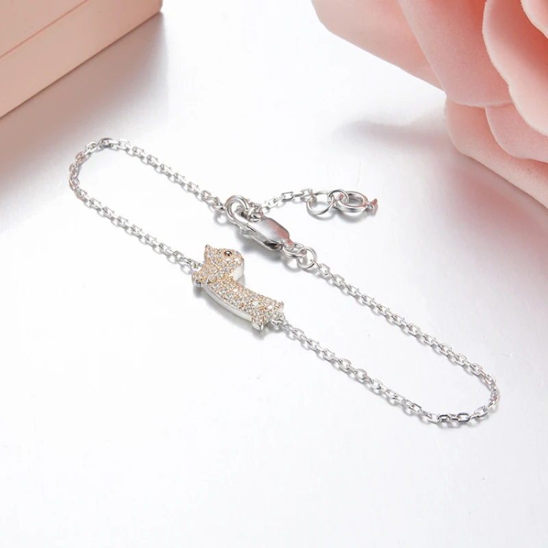 

925 Sterling Silver Inlaid Zircon Fashion Zodiac Dog Bracelet Fashion Jewelry Fits Monaco Jewelry with Women Party Gifts