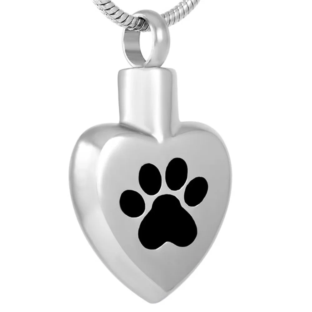

Dog/ Cat Pet Paw Engraved Memorial Jewelry Ashes Keepsake Pendant for Ash Holder Stainless Steel Heart Cremation Urn Necklace