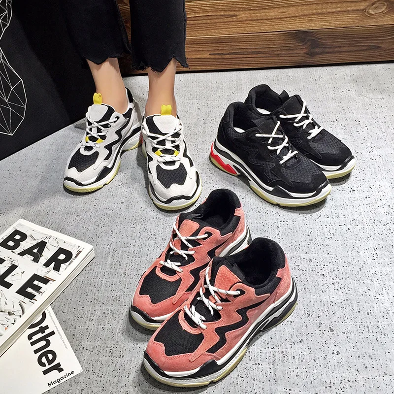 

2018 Women's New Pattern Ulzzangins Exceed Fire Real Sneakers Woman All-match. Dad Street Shoes Time