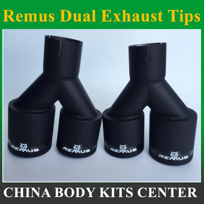 

2PCS Dual Remus carbon fiber + Stainless Steel exhaust tip exhaust pipe muffler Matt Black Exhaust Tip