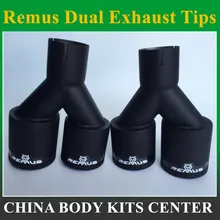 2 PCS Dupla Remo de fibra de carbono + Aço Inoxidável ponta de escape Ponta De Escape silenciador tubo de escape Preto Fosco
