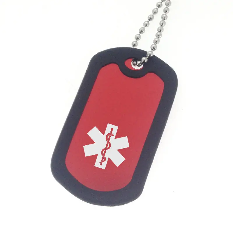 High Quality Custom Red Diabetes On Insulin Medical Id Dog Tag Cheap Custom Made Aluminum Dog