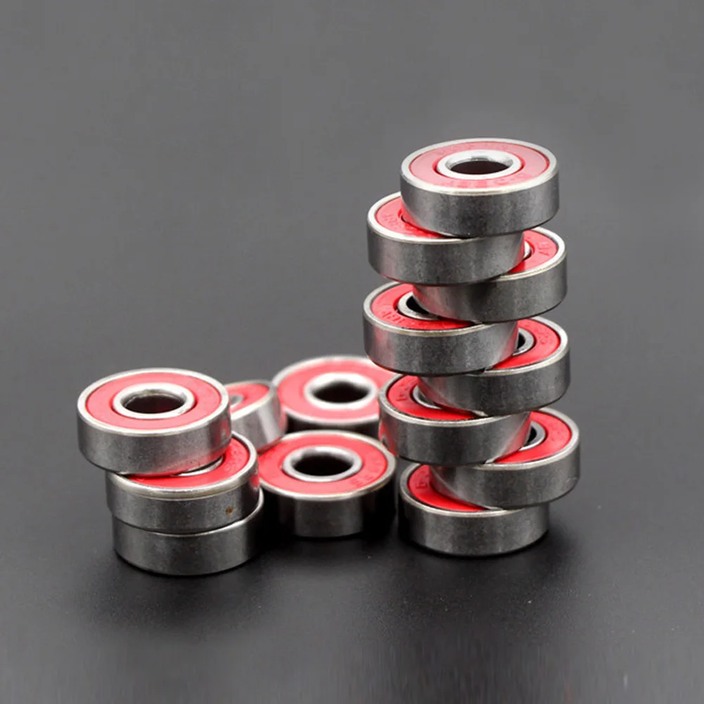 10Pcs Hot Red Bearings For ABEC 7 Stainless Steel High Performance Roller Skate Scooter Skateboard Wheel Bearings Wholesale