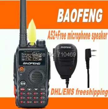 

DHL FreeShipping+BaoFeng New Launched 5W 128CH FM Dual Band VHF UHF two way radio Waterproof walkie talkie A52 A-52+microphone