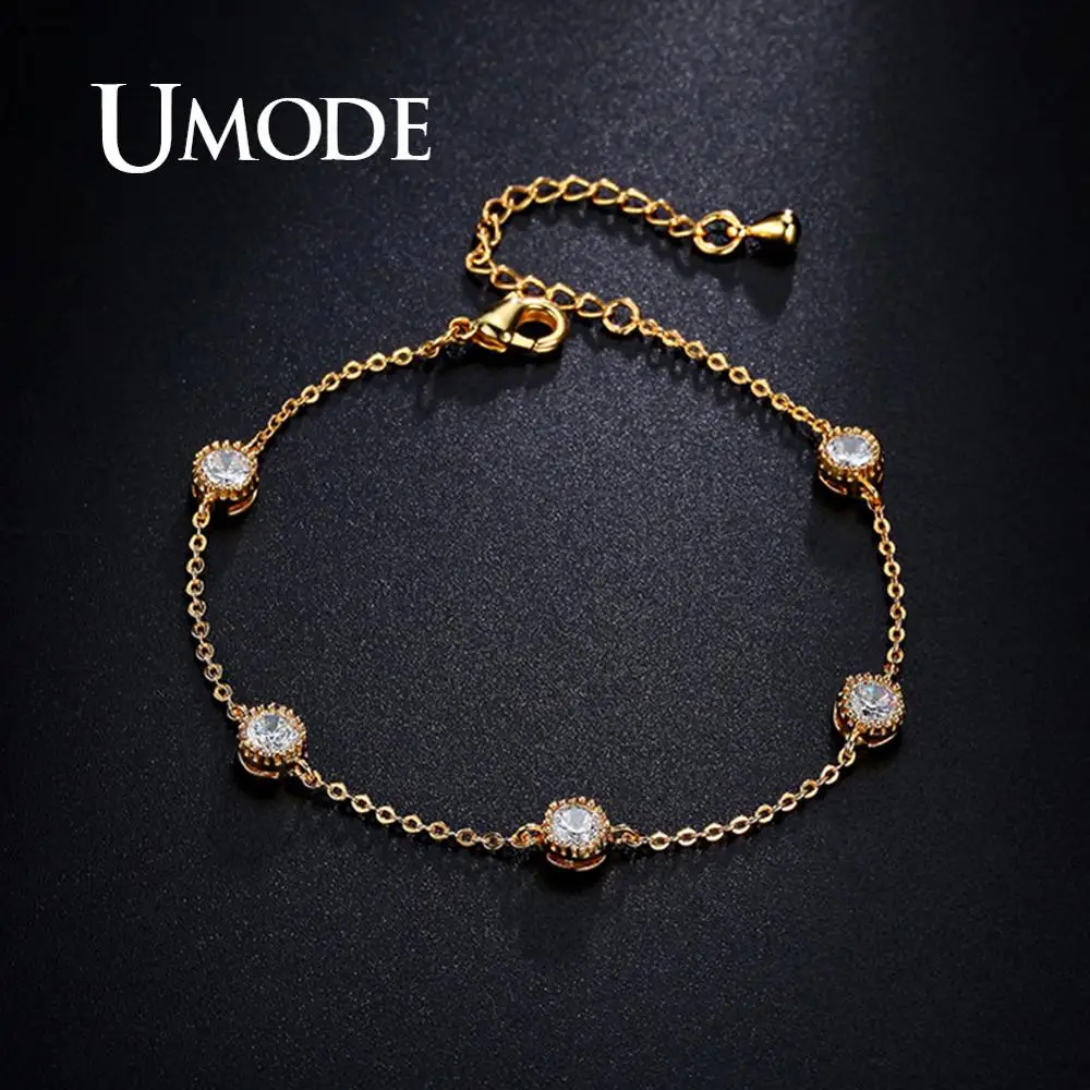 

UMODE Fashion Link Chain Adjustable Bracelets For Women Crystal Bracelet Cubic Zirconia Gold Party Jewelry Accessories UB0084A